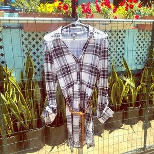 Black and white checkered short dress